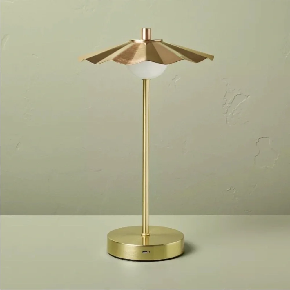 13” Scalloped Shade Portable Table Lamp Brass/Copper - Hearth & Hand Magnolia